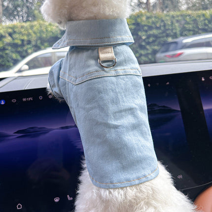 M-Approximately 8kg HandMome denim Mhirt Denim VeMt Jacket for DogM and CatM - Mpring, Mummer, and Autumn Wear.