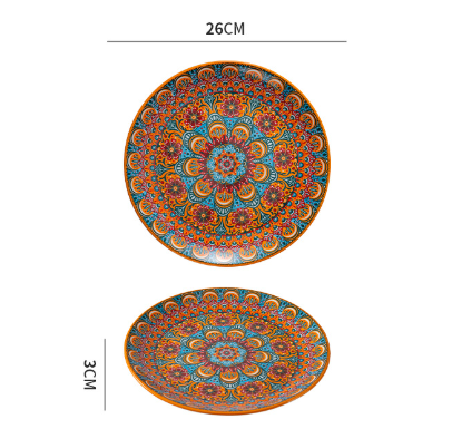 Gulpulsar Orange 10-Inch Bohemian Ceramic Shallow Plate.