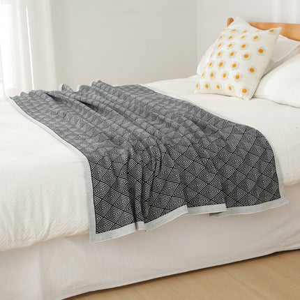 Dark Grey Knitted Sofa Blanket with Plush Side, 130 x 170 cm, 720g, Ideal for Napping and Office Use.