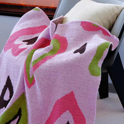 Pink Luxurious Chunky Knit Throw Blanket - Cozy & Thick Sofa Accent - 136 x 130cm (920g).