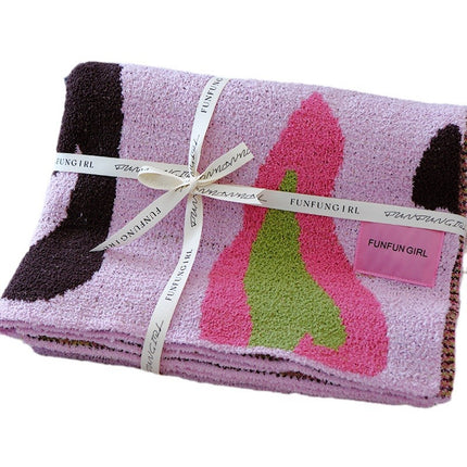 Pink Luxurious Chunky Knit Throw Blanket - Cozy & Thick Sofa Accent - 136 x 130cm (920g).