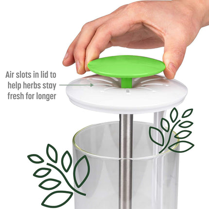 White Premium Herb Savor & Freshness Keeper - Extends Life of Herbs, Cilantro, Parsley & More.
