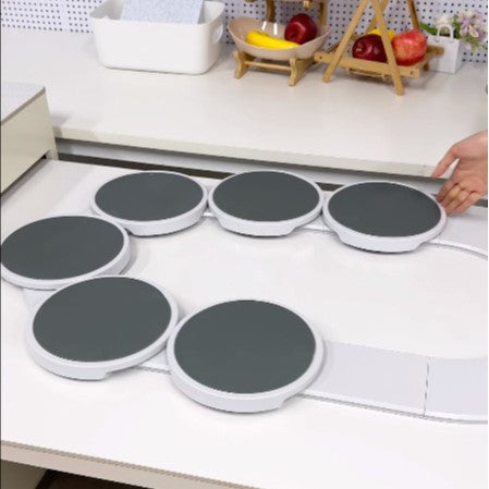 White 6 discs TheLazy Susan Revolution - Portable 22cm Rotating Food Tray for Easy Sharing.