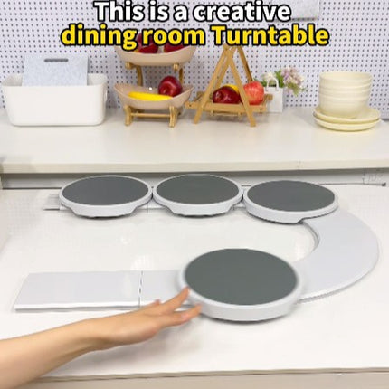White 6 discs TheLazy Susan Revolution - Portable 22cm Rotating Food Tray for Easy Sharing.