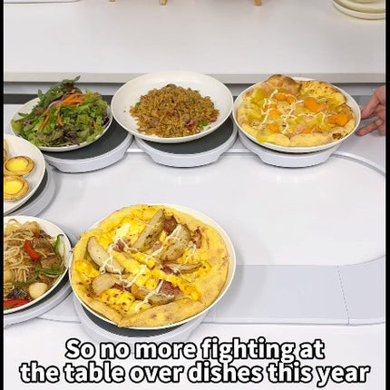 White 6 discs TheLazy Susan Revolution - Portable 22cm Rotating Food Tray for Easy Sharing.