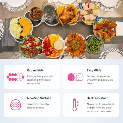 White 6 discs TheLazy Susan Revolution - Portable 22cm Rotating Food Tray for Easy Sharing.