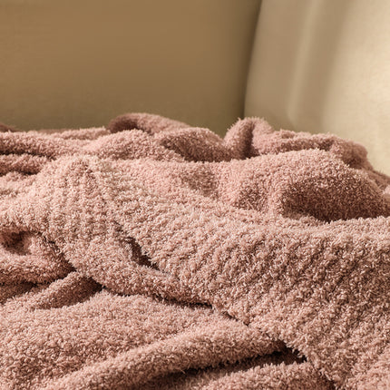 Orange Solid Color Plush Knitted Blanket for Sofa and Office, 152 x 203 cm, 1150g.