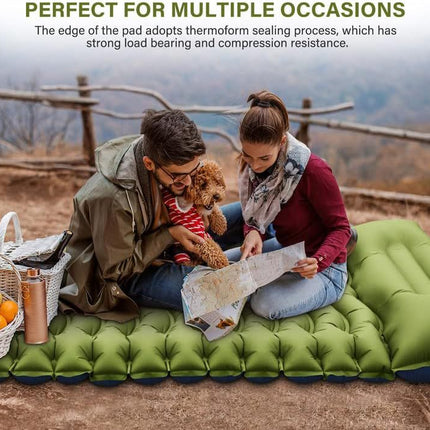 Grey 190cm Ultra-Light Foot Pump Inflatable Camping Sleeping Pad.