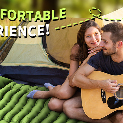 Grey 190cm Ultra-Light Foot Pump Inflatable Camping Sleeping Pad.