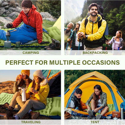 Grey 190cm Ultra-Light Foot Pump Inflatable Camping Sleeping Pad.