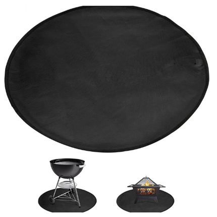 30-Inch Black Fireproof Mat for Fire Pit and BBQ - Silicone Coated.