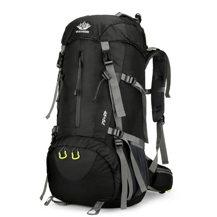 Black Nylon Hiking Backpack - Multifunctional Outdoor Sports Bag.