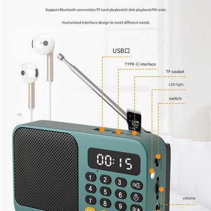 Portable Digital Music Player & FM Radio,4 Playback Modes, LED Flashlight(Gray).