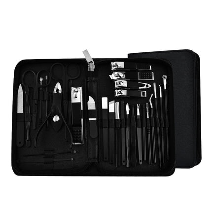 30-Piece Professional Manicure & Pedicure Set,Stainless Steel Grooming Kit(black).