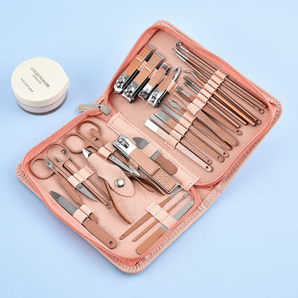 30-Piece Professional Manicure & Pedicure Set,Stainless Steel Grooming Kit(black).
