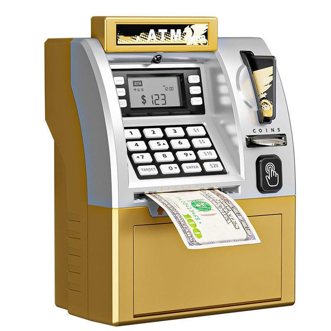 Kids ATM Savings Bank - Electronic Piggy Bank with Debit Card, PIN(Gold).