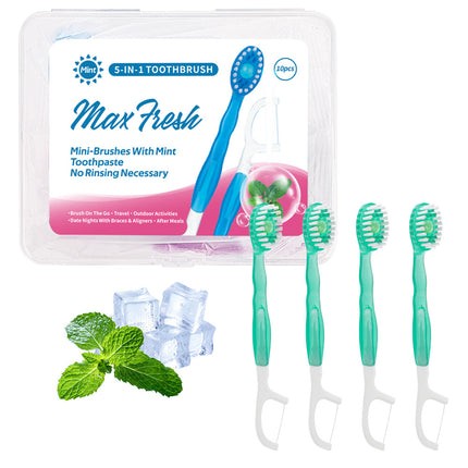 4-in-1 Disposable Travel Toothbrush with Flavor Burst Bead(Green plum green tea flavor).