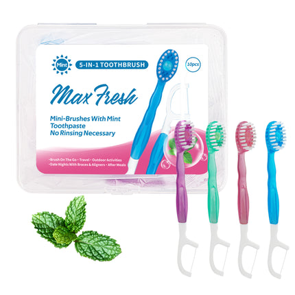 4-in-1 Disposable Travel Toothbrush with Flavor Burst Bead(Mixed flavors).