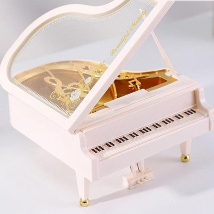 Classical Grand Piano Music Box with Dancing Ballerina(Regular version - white).