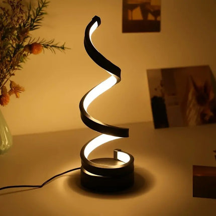 Modern Spiral LED Table Lamp - Dimmable, 3 Light Modes(black).