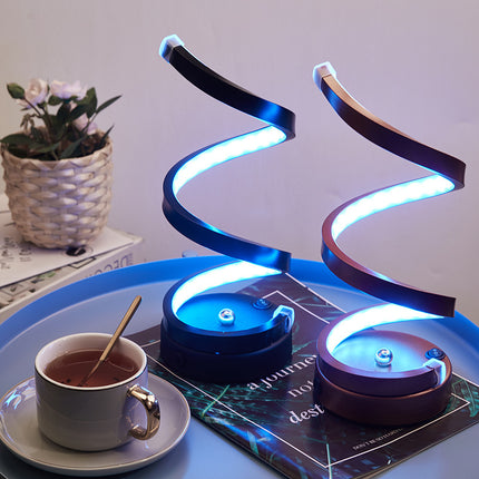 Modern Spiral LED Table Lamp - Dimmable, 3 Light Modes(black).