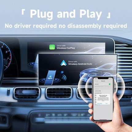 2-in-1 Wireless CarPlay & Android Auto Adapter - Plug & Play Dongle for Cars(Android phone Apple phone two in one).