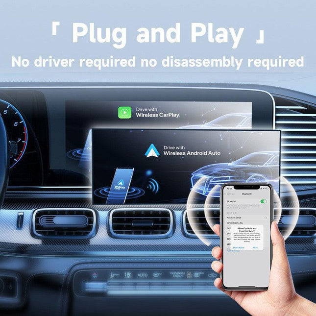 2-in-1 Wireless CarPlay & Android Auto Adapter - Plug & Play Dongle for Cars(Applicable to Android-White).