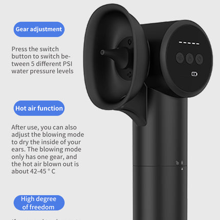 Automatic Electric Ear Wax Removal & Irrigation System - 5 Modes, USB-C, Hot Air Drying(white).