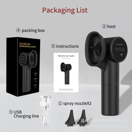 Automatic Electric Ear Wax Removal & Irrigation System - 5 Modes, USB-C, Hot Air Drying(black).
