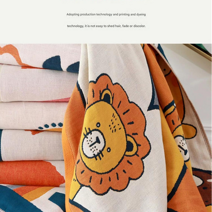 Premium Cartoon Animal Print Gauze Bath Towel - 70x140cm, Soft, Absorbent(Japanese Fan Leaf Orchid 70*140).