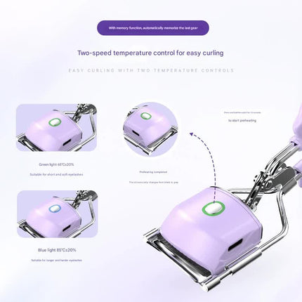 Heated Eyelash Curler with 2 Temperature Controls, Long-Lasting Curl(pink).