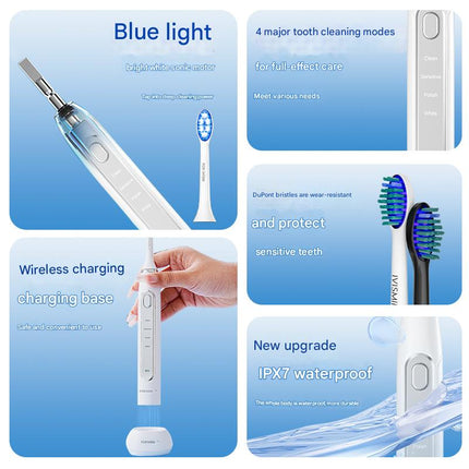 LED Sonic Electric Toothbrush - 2-in-1 Cleaning & Whitening, 4 Modes(white).