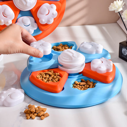 Interactive Dog Puzzle Feeder Toy - IQ Training & Slow Feeder with Anti-Skid Base(blue).