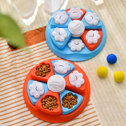 Interactive Dog Puzzle Feeder Toy - IQ Training & Slow Feeder with Anti-Skid Base(blue).