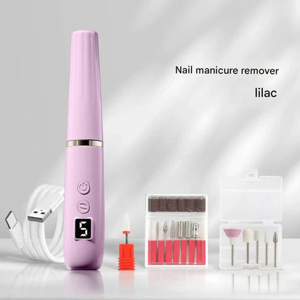 Portable Electric Nail Drill Machine Kit - 18000 RPM, 5-Speed, USB-C Rechargeable with LED Display(purple).