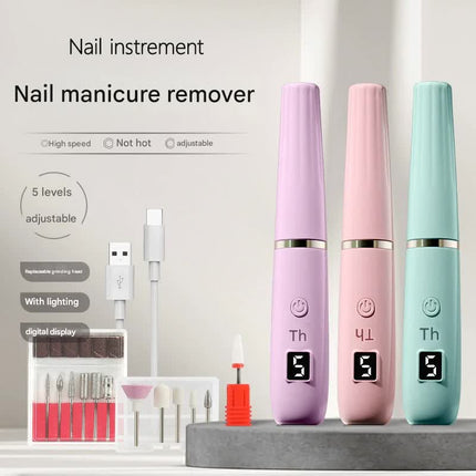Portable Electric Nail Drill Machine Kit - 18000 RPM, 5-Speed, USB-C Rechargeable with LED Display(purple).