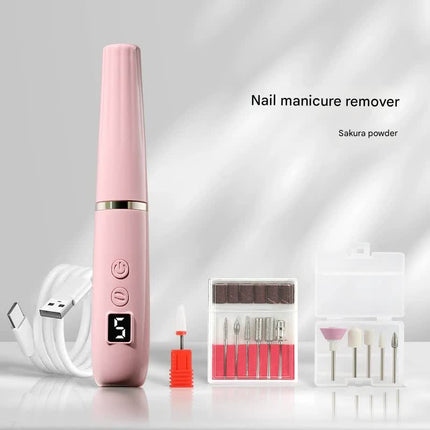 Portable Electric Nail Drill Machine Kit - 18000 RPM, 5-Speed, USB-C Rechargeable with LED Display(Pink).