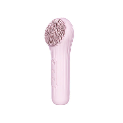 Silicone Facial Cleansing Brush - 6-Speed Vibration, Food-Grade Antibacterial Material with Warming Function(pink).