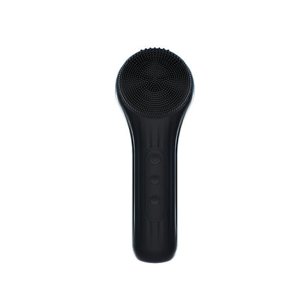 Silicone Facial Cleansing Brush - 6-Speed Vibration, Food-Grade Antibacterial Material with Warming Function(Black).