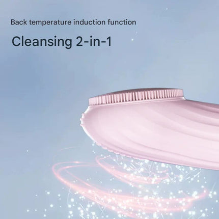 Silicone Facial Cleansing Brush - 6-Speed Vibration, Food-Grade Antibacterial Material with Warming Function(Black).