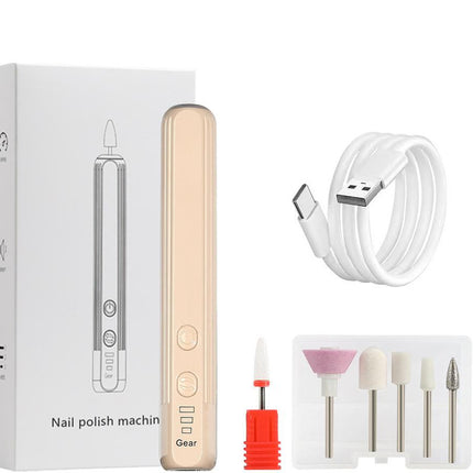 Portable Electric Nail Drill Pen Kit - USB-C Rechargeable, 3-Speed, High Torque, Low Heat(Khaki).