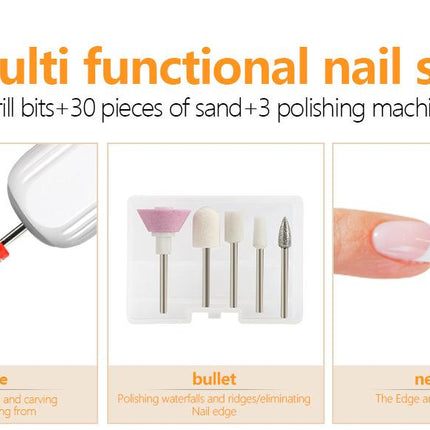 Portable Electric Nail Drill Pen Kit - USB-C Rechargeable, 3-Speed, High Torque, Low Heat(Khaki).