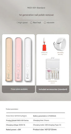 Portable Electric Nail Drill Pen Kit - USB-C Rechargeable, 3-Speed, High Torque, Low Heat(Khaki).