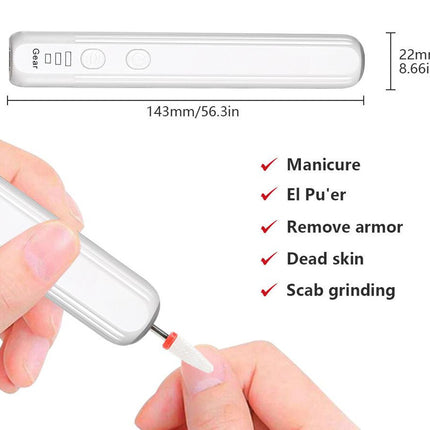 Portable Electric Nail Drill Pen Kit - USB-C Rechargeable, 3-Speed, High Torque, Low Heat(Khaki).