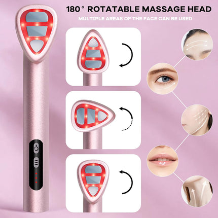 7-in-1 LED Facial Therapy Wand with 180 Rotatable Head & 42C Constant Temperature(black).