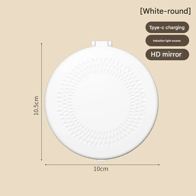 LED Lighted Travel Makeup Mirror - Double-Sided 1X/5X Magnification, USB-C Rechargeable, Induction Light(white).