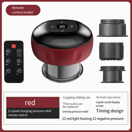 Smart Electric Cupping Therapy Massager - Adjustable Suction & Heat, Red Light Therapy, USB-C Rechargeable(Red).