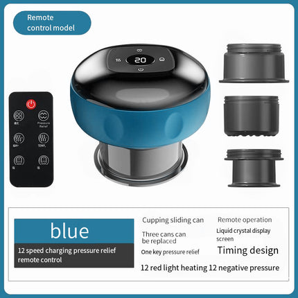 Smart Electric Cupping Therapy Massager - Adjustable Suction & Heat, Red Light Therapy, USB-C Rechargeable(Blue).