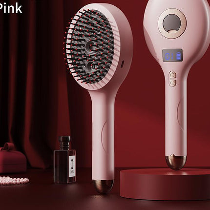 4-in-1 SPA Scalp Care Massage Comb - Red Light Therapy, Nano Steam & Vibration, USB-C Rechargeable(Pink).