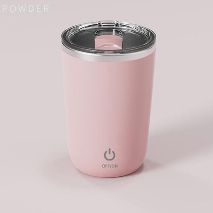 Mini Portable Electric Self-Stirring Mug - USB-C Rechargeable, 4-Hour Use, Stainless Steel (pink).
